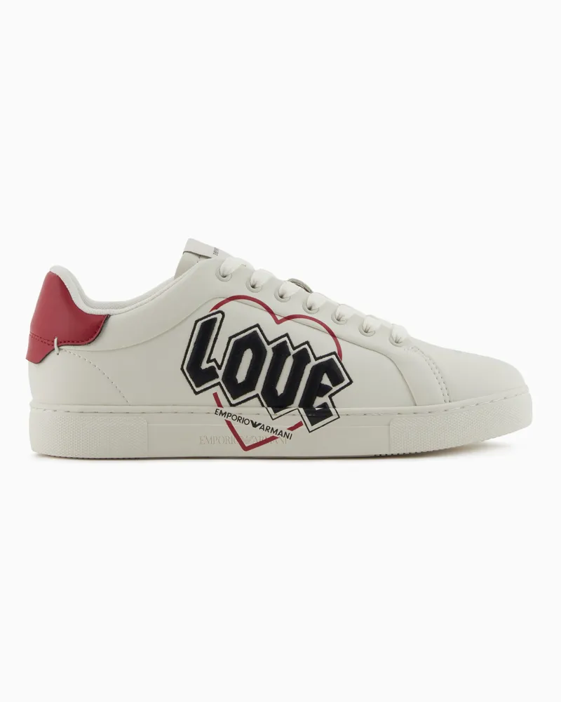 Emporio Armani Leder-Sneaker aus der Sonderkollektion zum Valentinstag Weiß