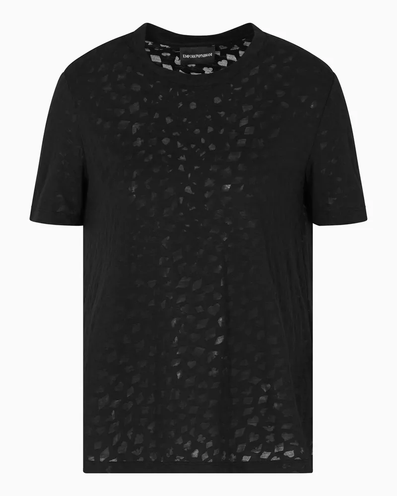 Emporio Armani Jeu de Cartes Jersey-T-Shirt mit Devoré-Effekt Schwarz