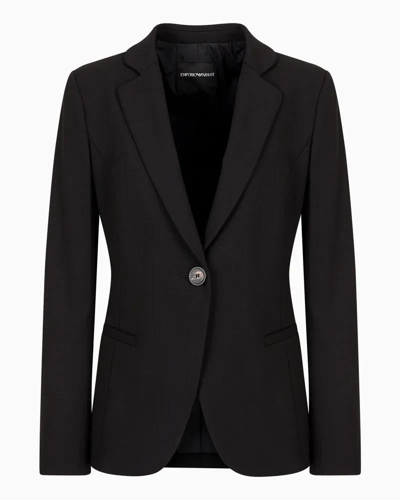 Emporio Armani Einreihiges Sakko aus Wolle mit Grain-de-poudre-Muster Schwarz