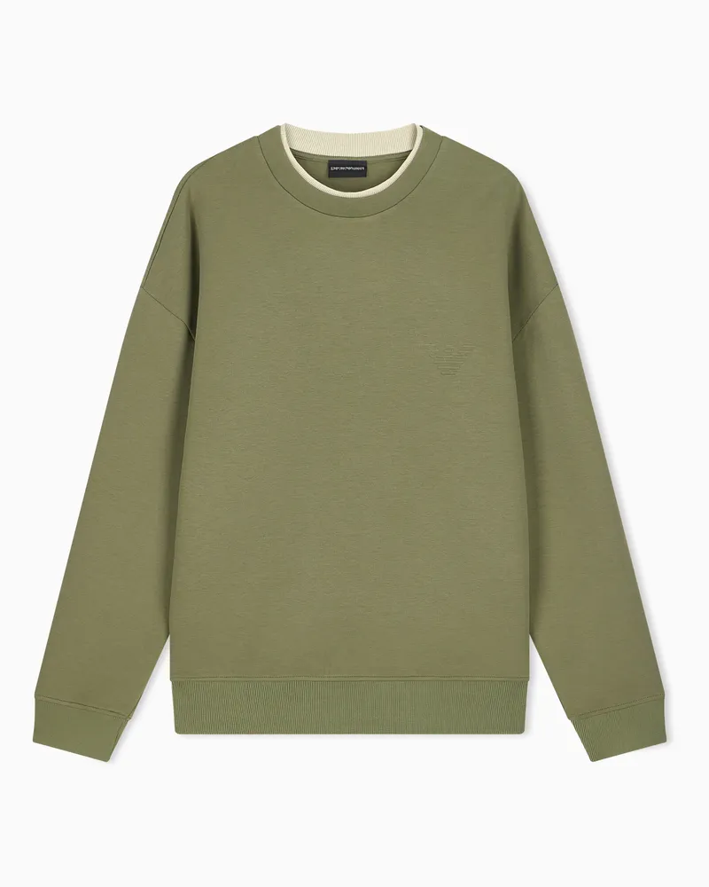 Emporio Armani Sweatshirt in Regular Fit aus Double Jersey mit Baumwolle Grün