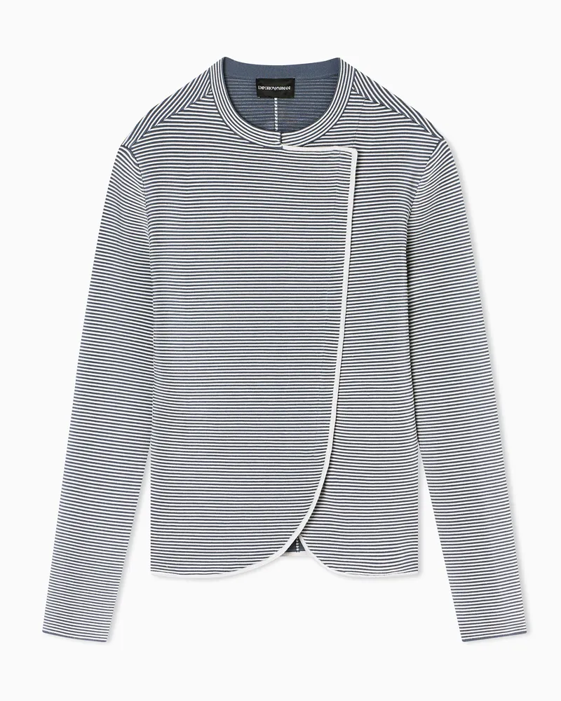 Emporio Armani ASV Jacke aus Ottoman-Stoff mit versetztem Verschluss Grau