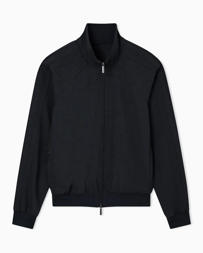 Emporio Armani Icon Blouson aus Stretch-Wollstoff mit durchgehendem Reißverschluss Grau