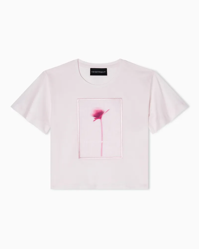 Emporio Armani T-Shirt aus Jersey mit Blumen-Print Pink