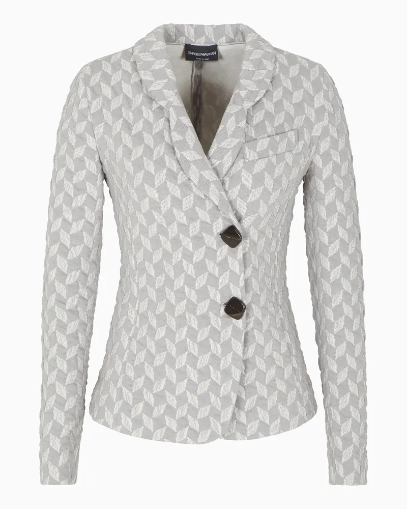 Emporio Armani Jacke aus Jersey-Strick mit stilisiertem Chevron-Motiv Beige