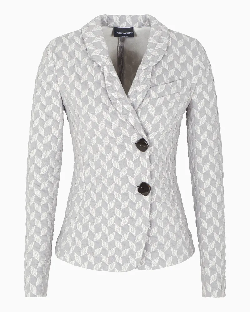 Emporio Armani Jacke aus Jersey-Strick mit stilisiertem Chevron-Motiv Beige