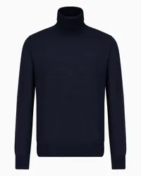 Emporio Armani Rollkragenpullover aus Reiner Schurwolle Marineblau