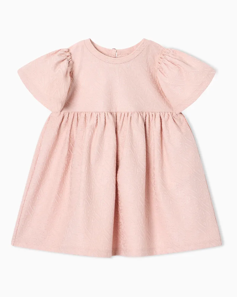 Emporio Armani Kleid aus Interlock-Jersey mit Logo-Schriftzug in Jacquard-Stoff Pink