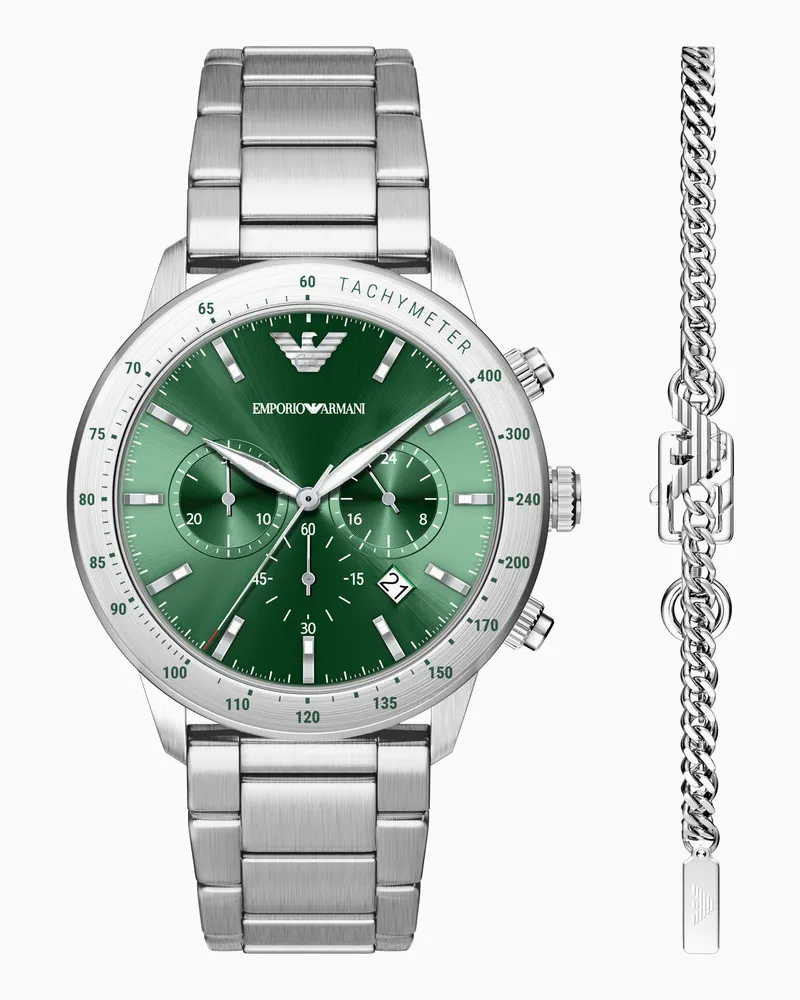 Emporio Armani Quarz-Chronograph-Uhr mit Armband Mehrfarbig