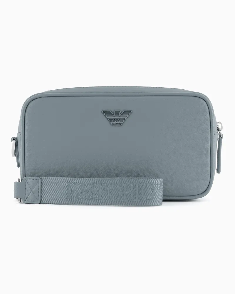 Emporio Armani ASV Beauty-Case aus neu aufbereitetem Saffiano-Leder Grau