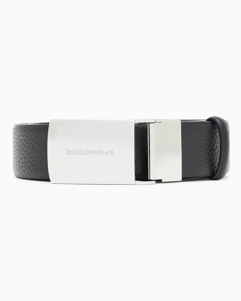 Emporio Armani Gürtel aus genarbtem Leder mit Plakette Schwarz