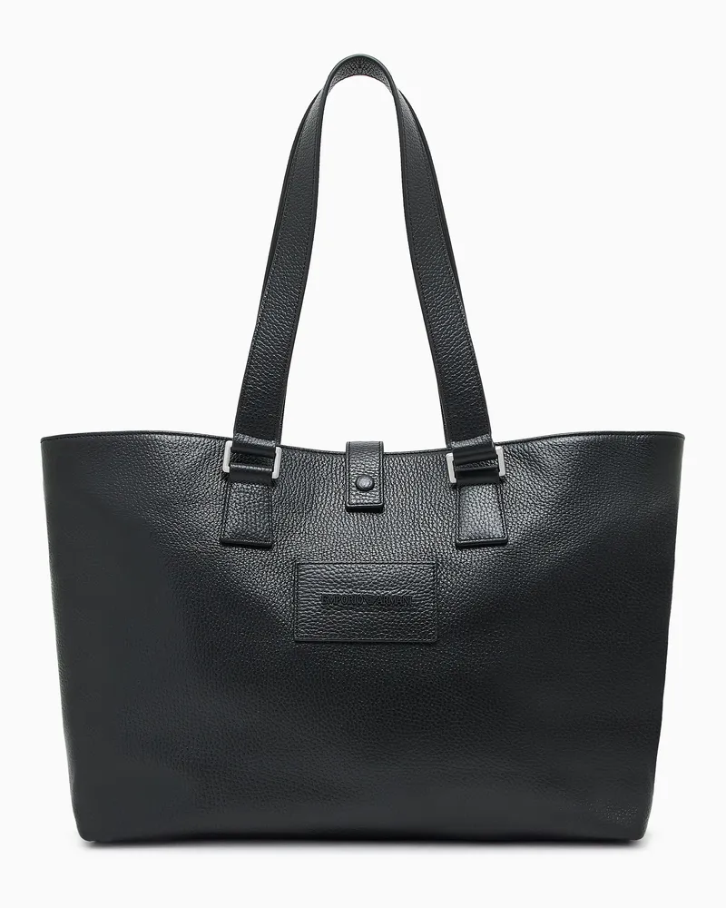 Emporio Armani Shopper aus gewalktem Leder Schwarz