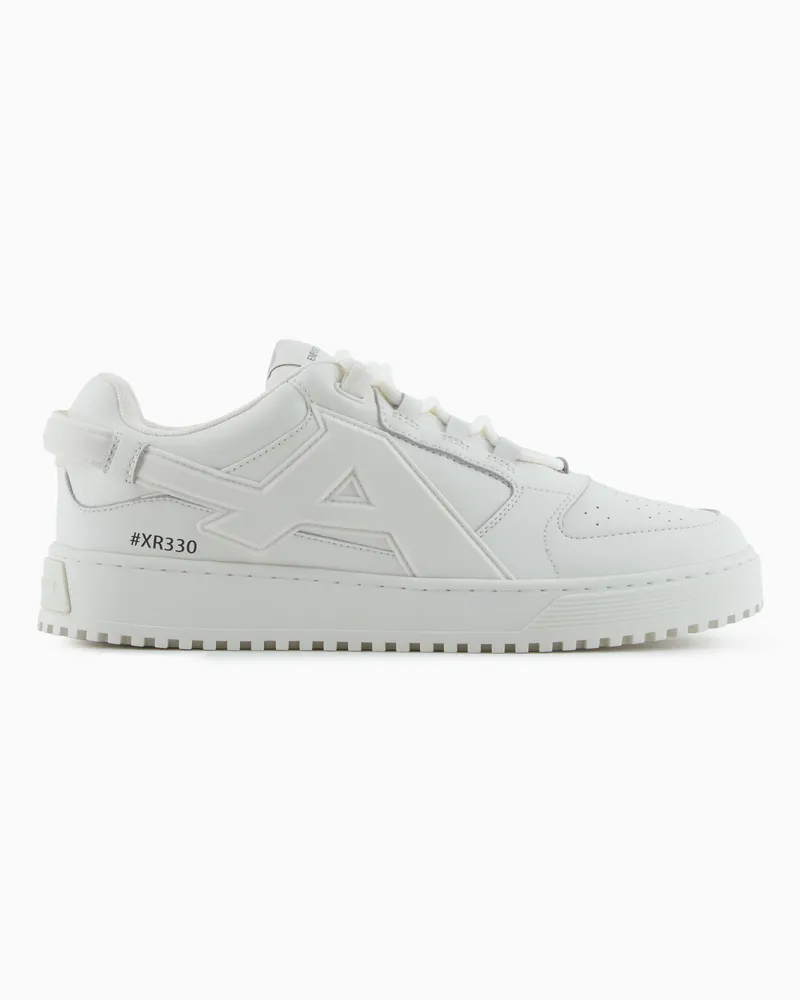 Emporio Armani Sneaker aus Leder mit großem EA-Patch Weiß