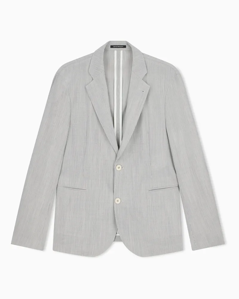 Emporio Armani Ungefütterter Blazer aus gestreifter Stretch-Schurwolle Gemustert