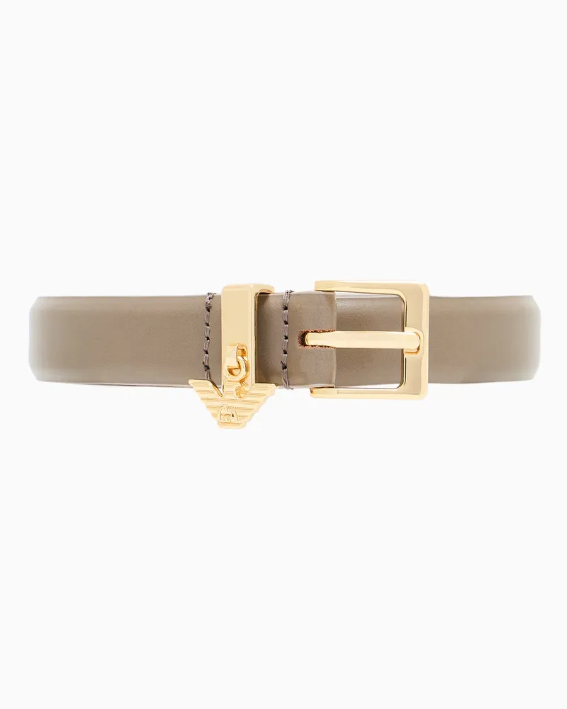 Emporio Armani Gürtel aus Glattleder mit einem Anhänger mit Adler-Logo Beige