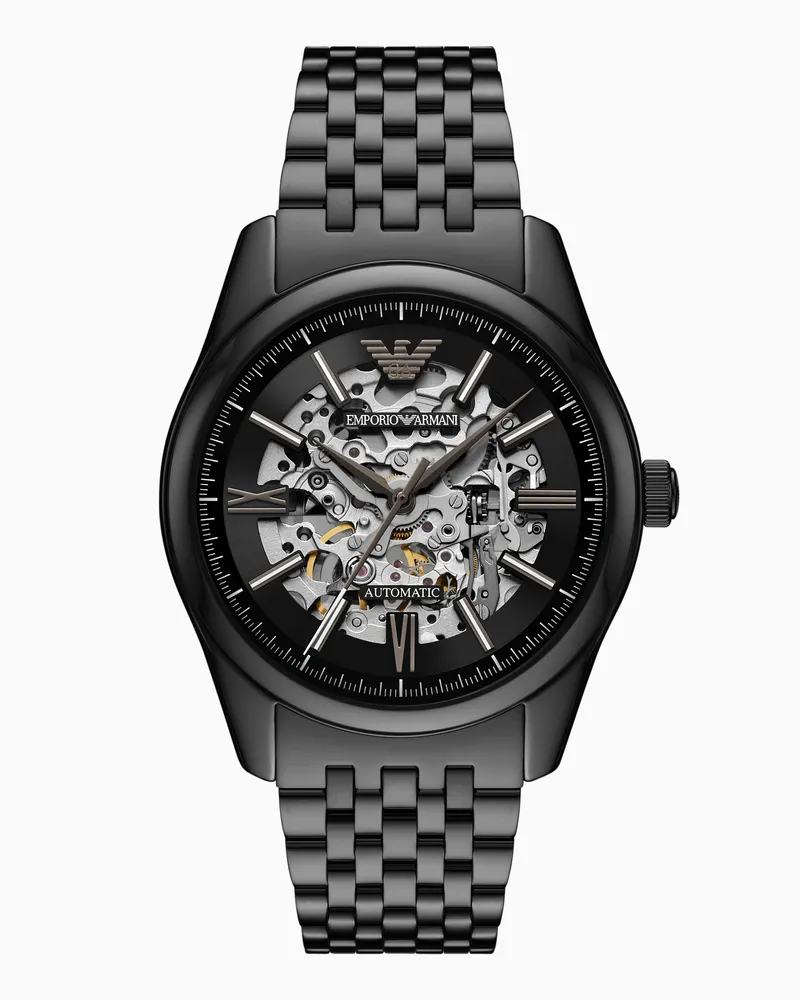 Emporio Armani Automatikuhr aus rostfreiem Stahl in Schwarz Mehrfarbig