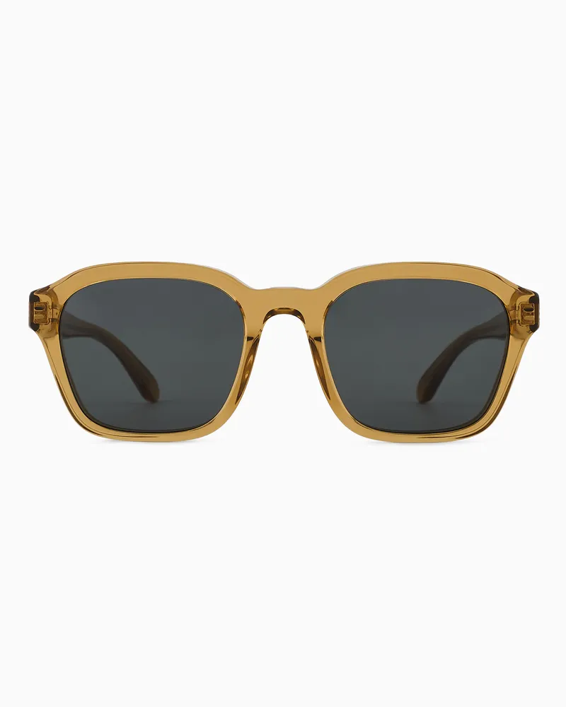 Emporio Armani Sonnenbrille mit unregelmäßig geformter Fassung für Herren Gelb