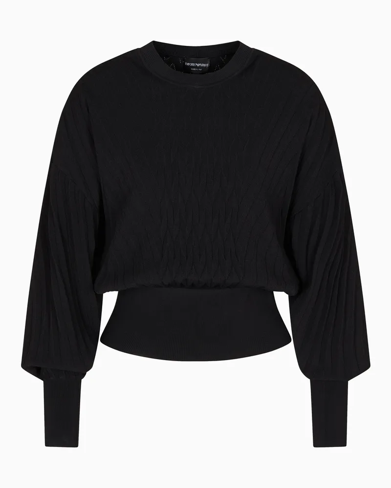 Emporio Armani Hose aus geprägter Viskose-Mischung mit Relief-Muster aus der Travel Essential Sonderkollektion Schwarz