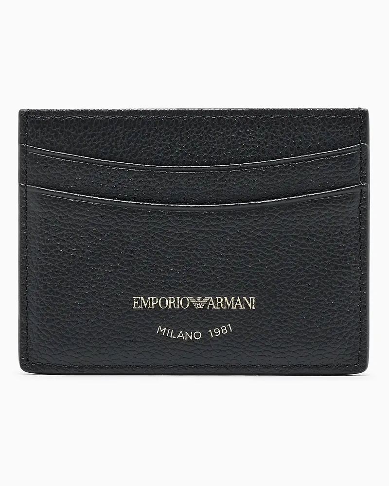 Emporio Armani Kartenetui aus getrommeltem Leder Schwarz