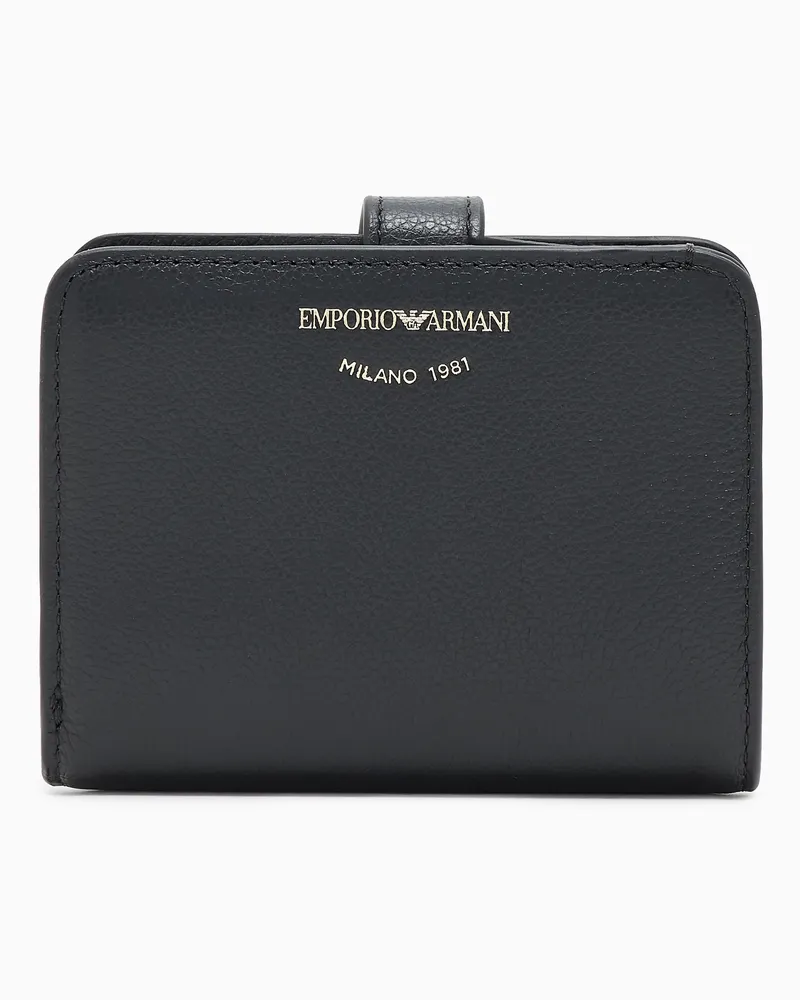 Emporio Armani Bifold-Portemonnaie aus getrommeltem Leder Schwarz