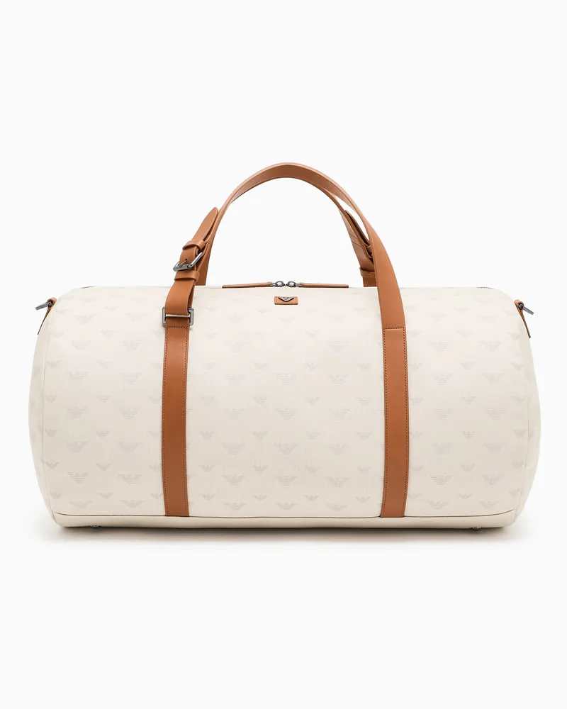 Emporio Armani Reisetasche aus Canvas mit Adler-Print Beige