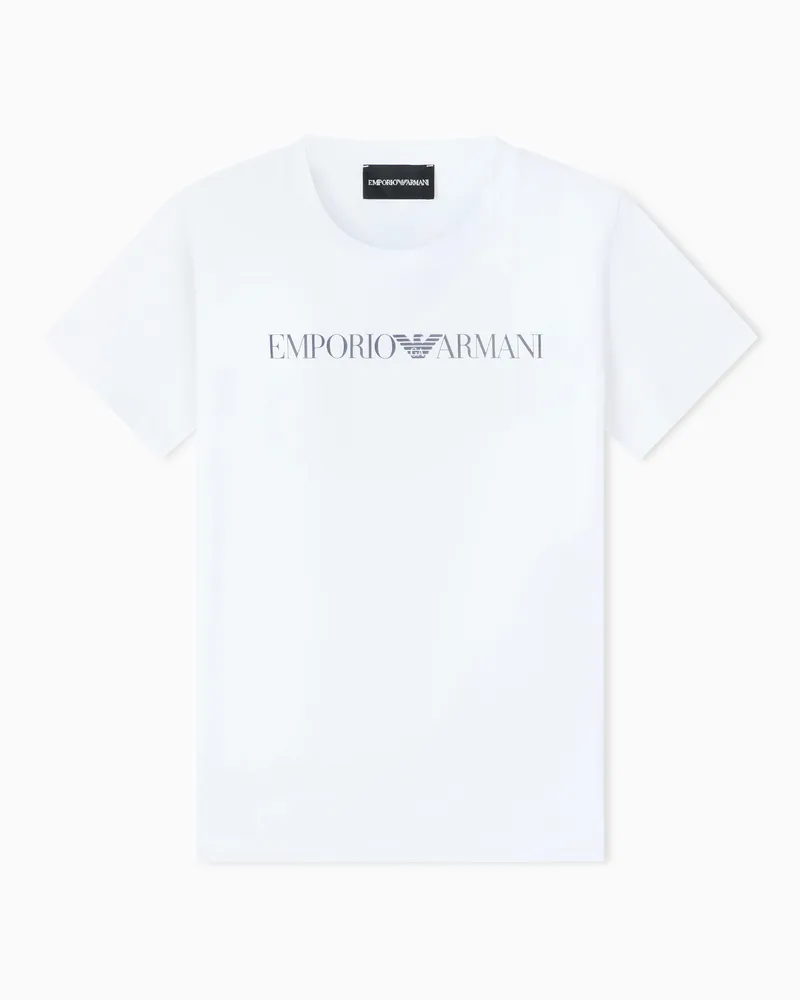 Emporio Armani T-Shirt aus Pima-Baumwolljersey mit Logo Weiß