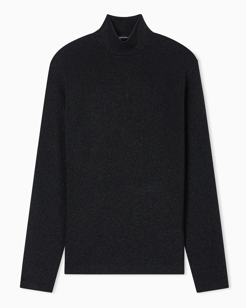 Emporio Armani Pullover mit Stehkragen aus Lurex-Jersey Schwarz