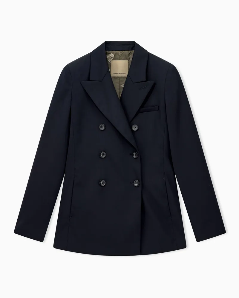 Emporio Armani Zweireihiger Blazer Capsule Boteh mit Paisley-Futter Marineblau