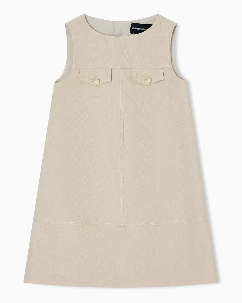 Emporio Armani Kleid aus Leinen-Mischung in Denim-Optik Beige