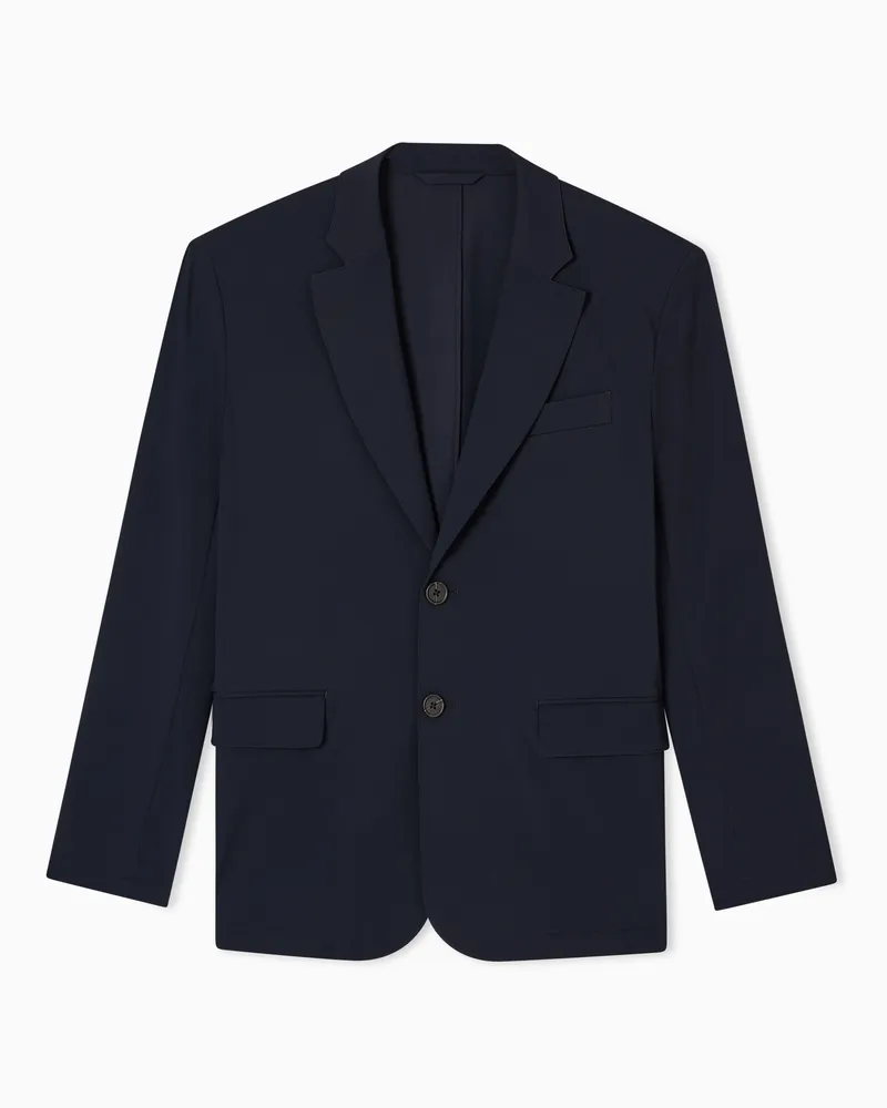 Emporio Armani Einreihiger Travel Essential Blazer aus Nylon Marineblau