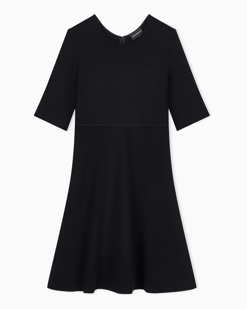Emporio Armani Kleid aus Ottoman-Jersey mit Paspelierung aus mattem Satin Schwarz