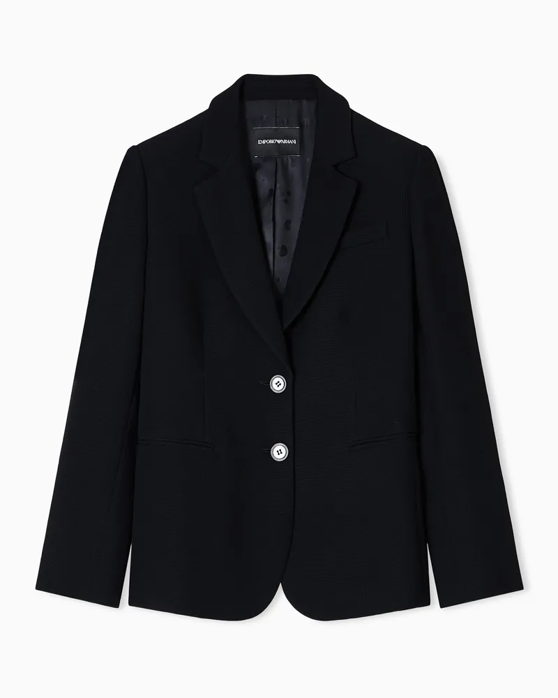Emporio Armani ASV Blazer, einreihig, aus technischem Gewebe mit Waffelstruktur Schwarz