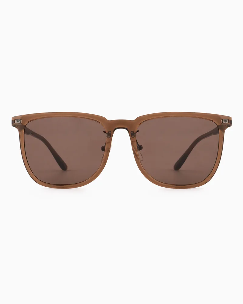 Emporio Armani Eckige Unisex-Sonnenbrille Braun