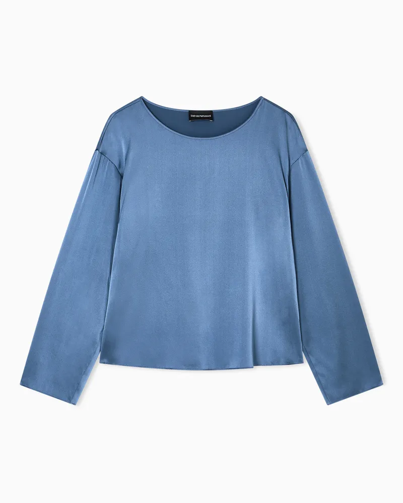 Emporio Armani Bluse aus Seidensatin Hellblau