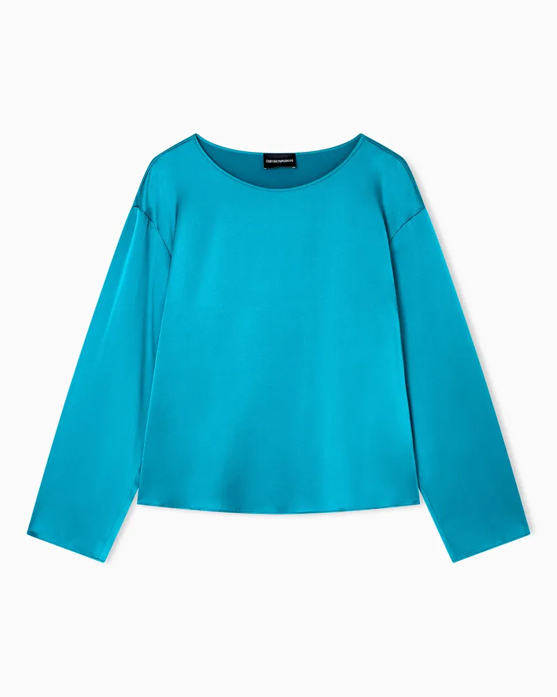 Emporio Armani Bluse aus Seidensatin Hellblau