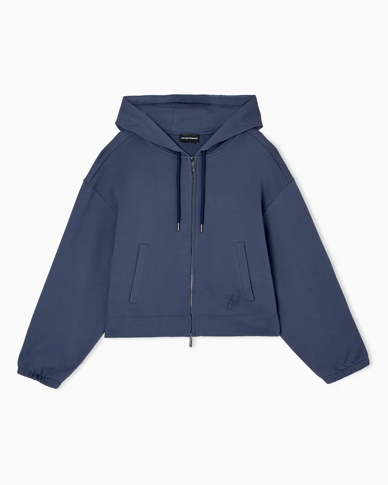 Emporio Armani ASV Sweatshirt mit Kapuze aus French-Terry Blau