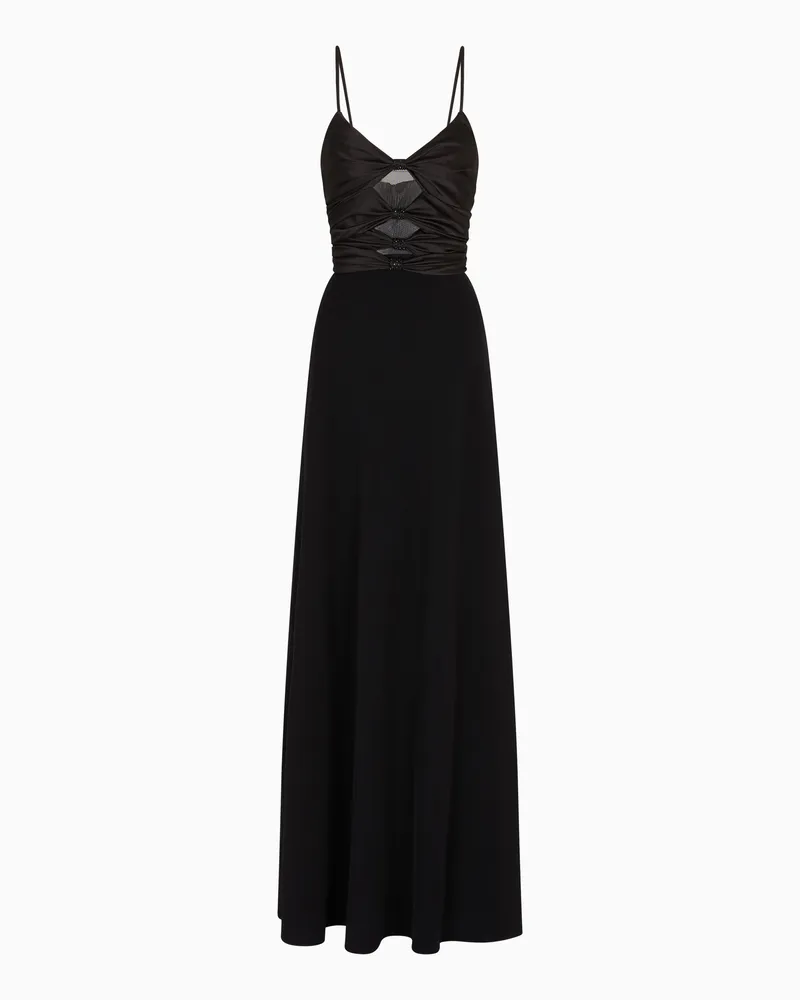Emporio Armani Cut-out-Kleid aus Techno-Cady mit Schmuck-Detail Schwarz