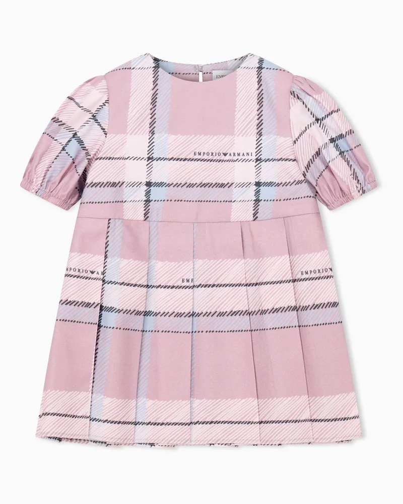 Emporio Armani Kariertes Kleid mit kurzen Puffärmeln und Faltenrock Pink