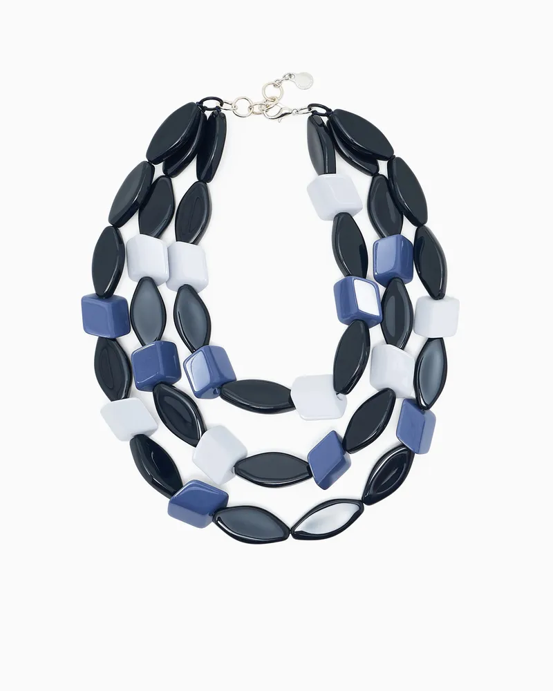 Emporio Armani Mehrsträngige Halskette mit verschiedenförmigen Steinen Blau