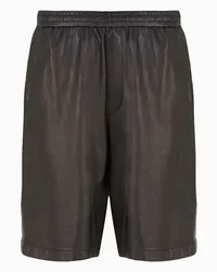 Emporio Armani Bermudashorts aus Handschuh-lammnappaleder mit Elastischem Bund Schwarz