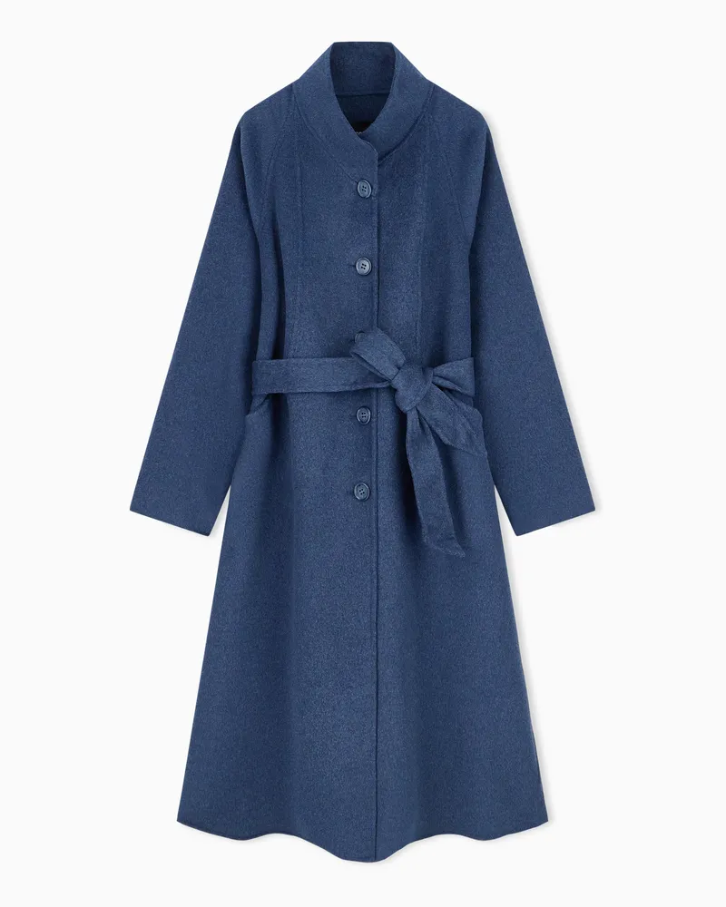 Emporio Armani Ungefütterter Mantel aus Schurwolle mit Double-Verarbeitung Blau