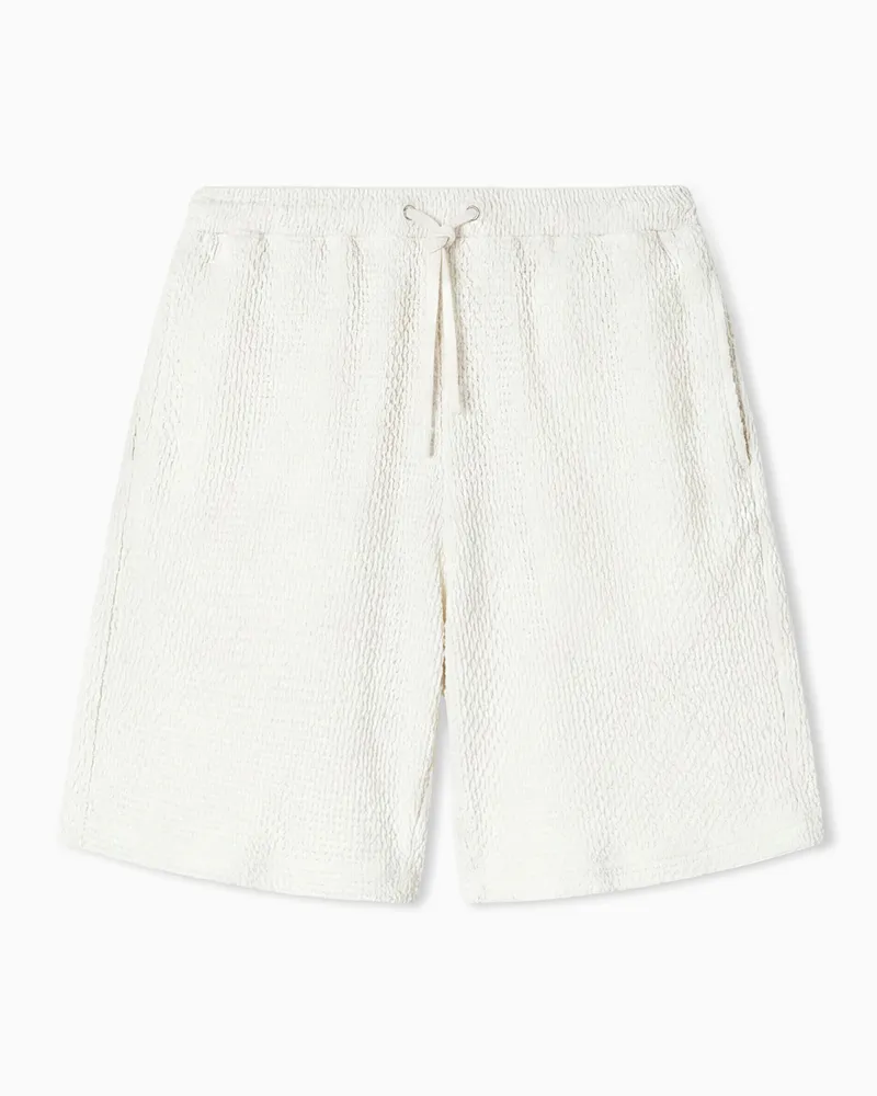 Emporio Armani Bermudashorts aus geprägtem bi-elastischem Jersey Beige
