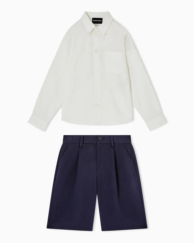 Emporio Armani Poplin shirt and Bermuda shorts set Zweifarbig