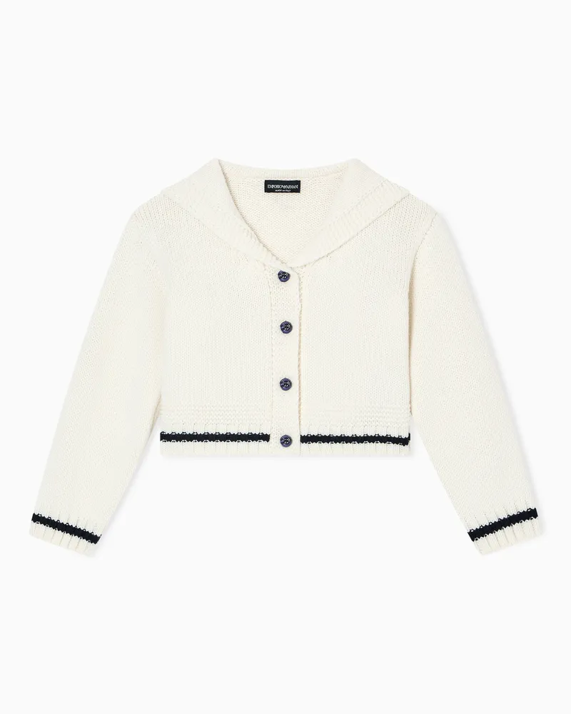 Emporio Armani Cardigan mit Krempe, gefertigt aus einer Schurwoll-Mischung Zweifarbig