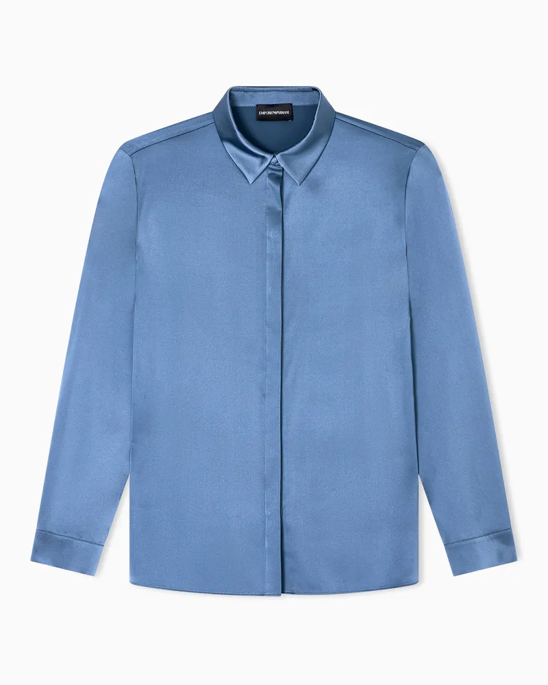 Emporio Armani Hemd aus Seidensatin Hellblau