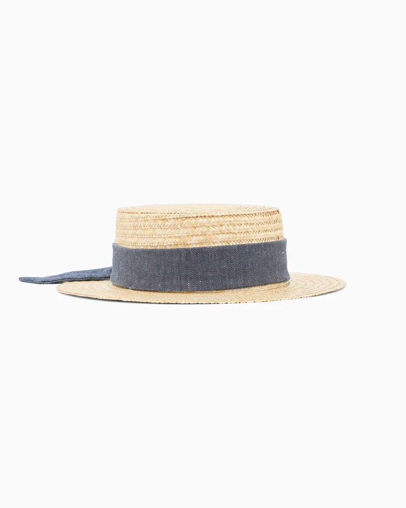 Emporio Armani Strohhut mit Schleife Blau