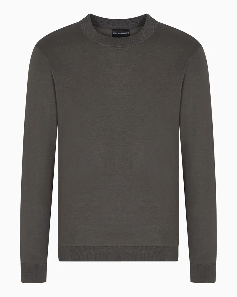 Emporio Armani Pullover aus glatt gestrickter Schurwolle Travel Essential Grau