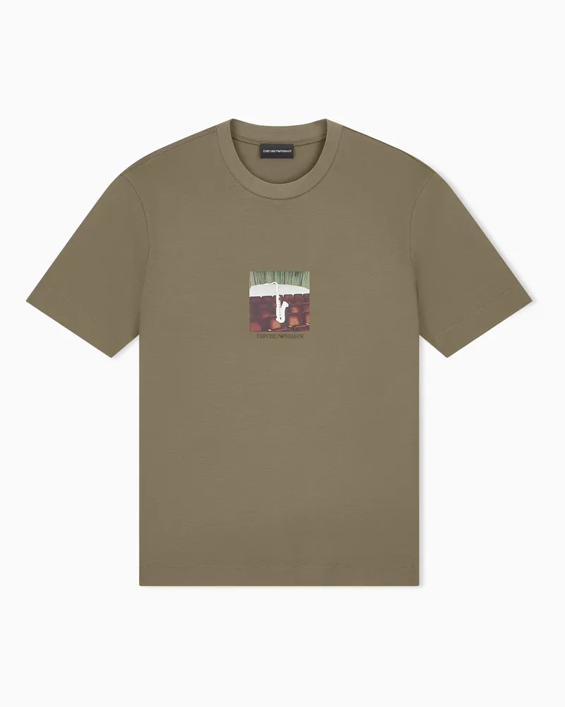 Emporio Armani T-Shirt im Regular Fit aus Baumwolljersey und Lyocell Grün