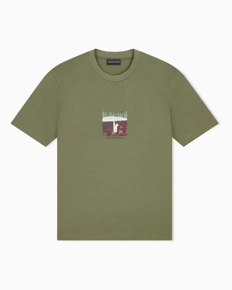 Emporio Armani T-Shirt im Regular Fit aus Baumwolljersey und Lyocell Grün