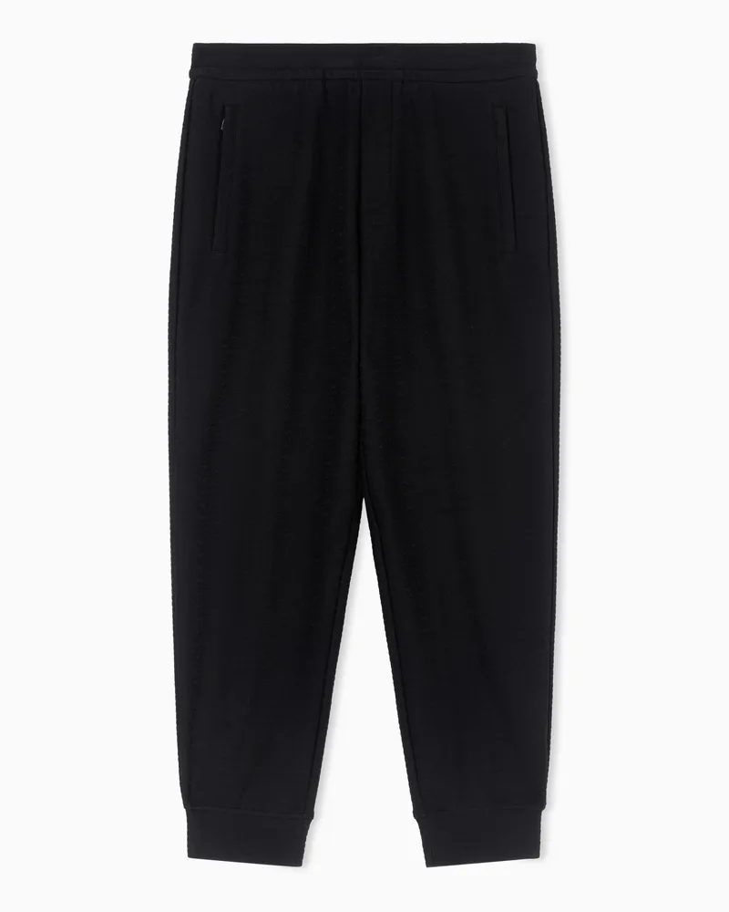 Emporio Armani Jogger trousers in lyocell blend interlock jersey with jacquard lettering Schwarz