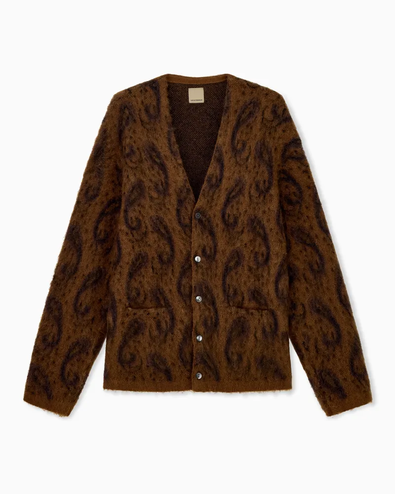 Emporio Armani Cardigan Capsule Boteh mit V-Ausschnitt und Paisley-Muster Gemustert